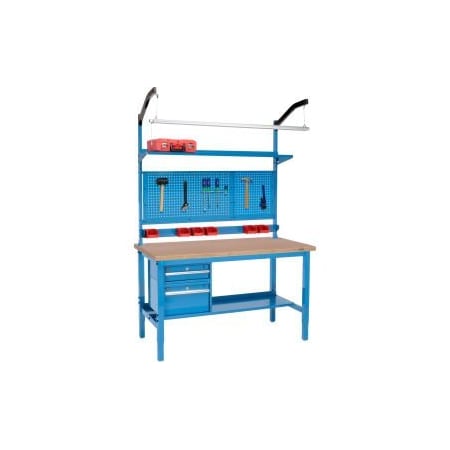 Global Equipment 60 x 30 Production Workbench - Shop Top Square Edge Complete Bench - Blue 319317BL